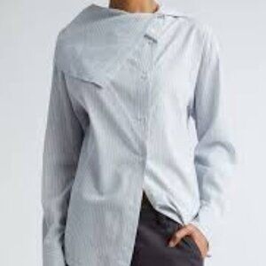 ACNE STUDIOS Blue Striped Asymmetric Shirt